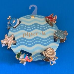 Piper Ocean-Themed Hair Clips Set - Gold and Multicolor